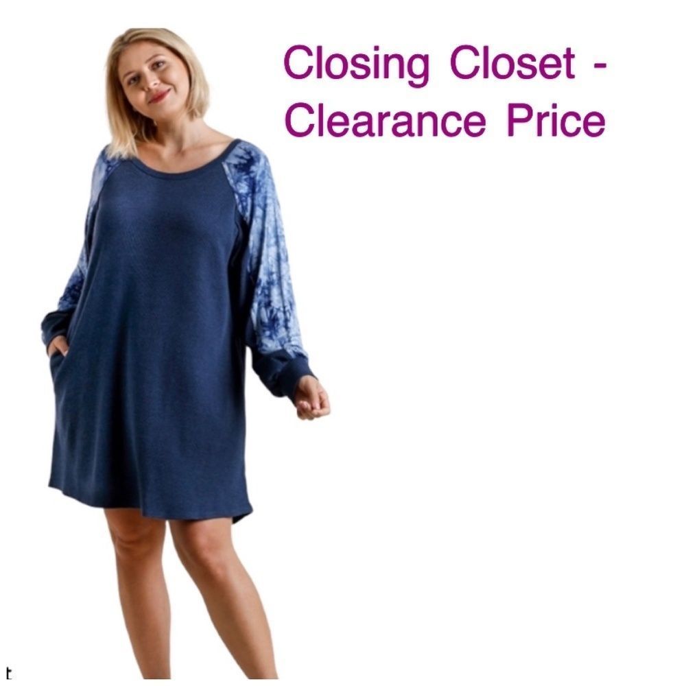 CLEARANCE- XL Umgee Women’s Waffle Knit Cotton Dress
